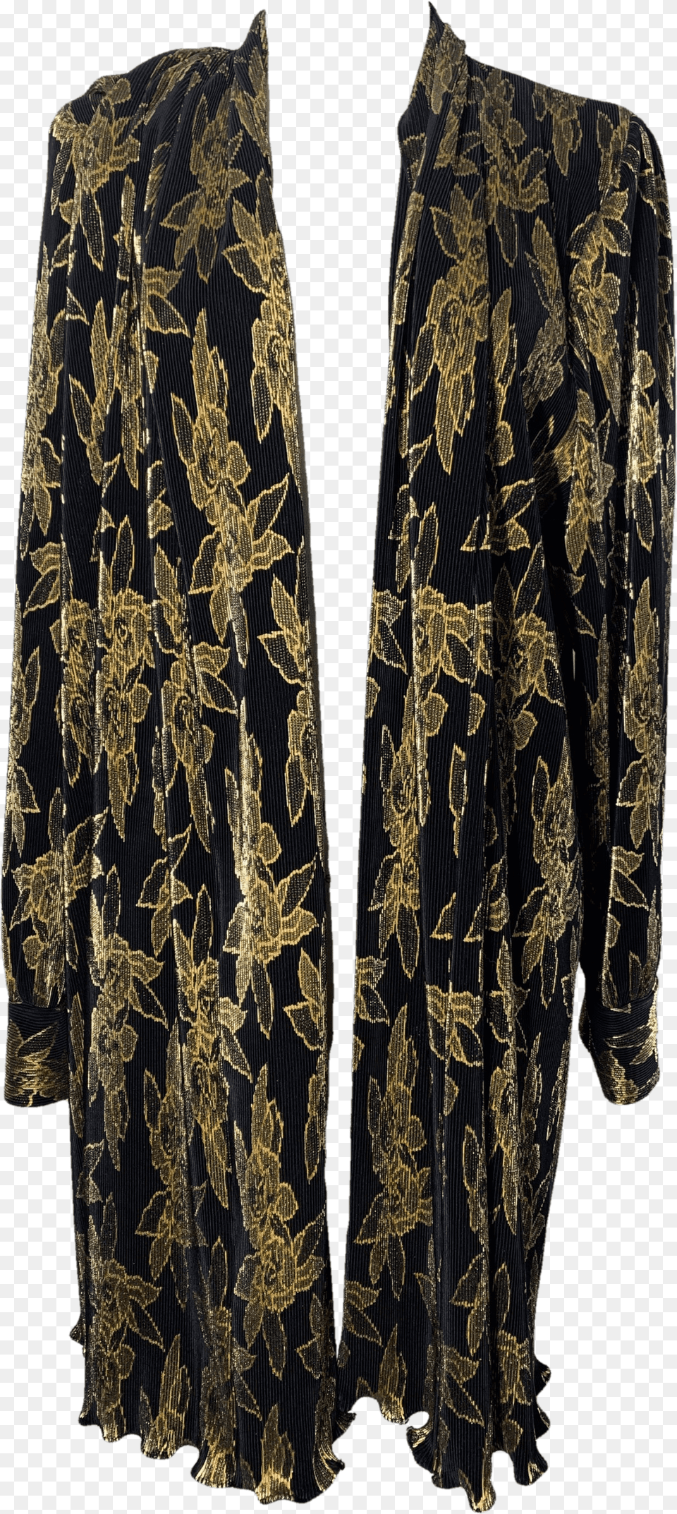 Black And Gold Floral Accordion Pleated Cardigan By Day Dress Free Png