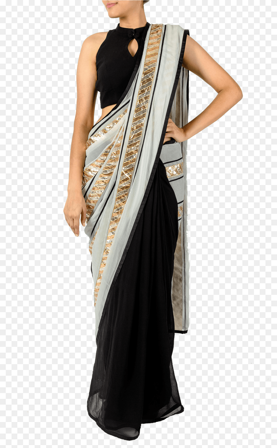 Black And Gold Saree Blouse Silk, Clothing, Sari, Adult, Bride Free Transparent Png