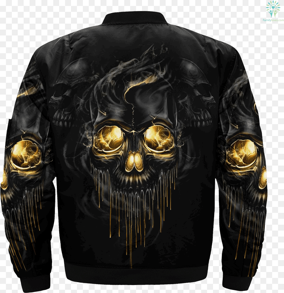 Black And Gold Skull Over Print Jacket Tag Familyloves, Clothing, Coat, Adult, Person Png