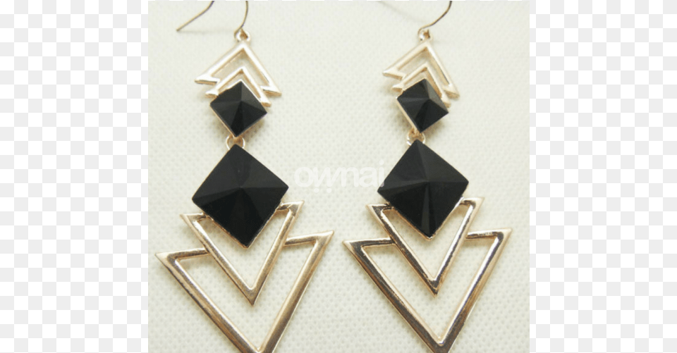 Black And Gold Triangle Earrings, Accessories, Earring, Jewelry, Necklace Png Image