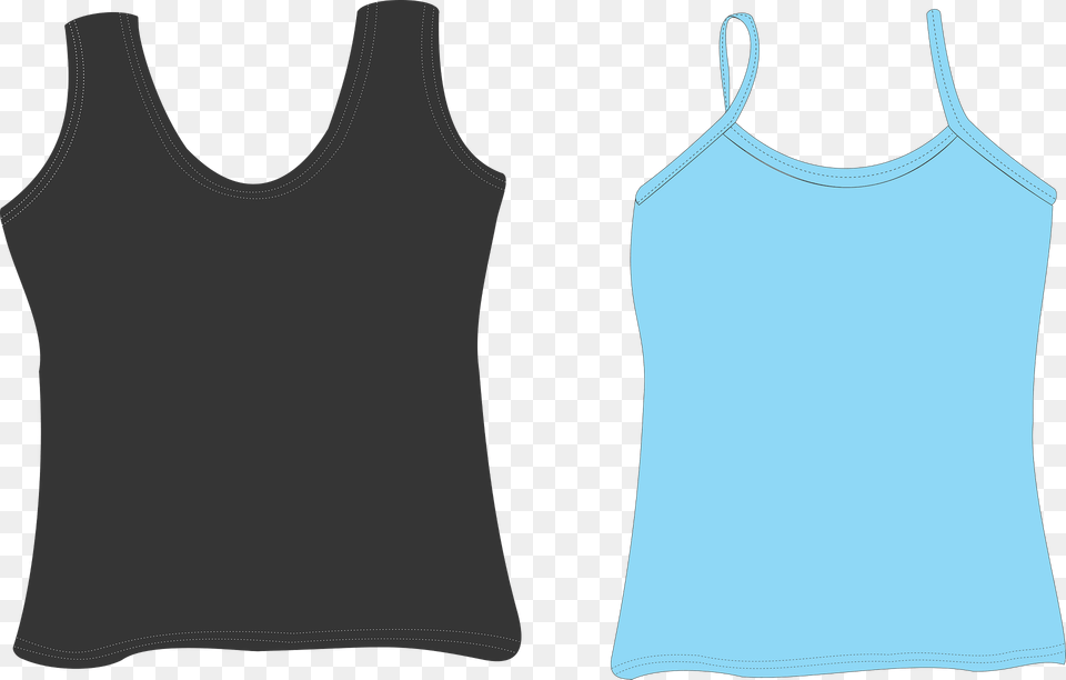 Black And Light Blue Camisoles Clipart, Clothing, Tank Top, Undershirt, Blouse Png Image