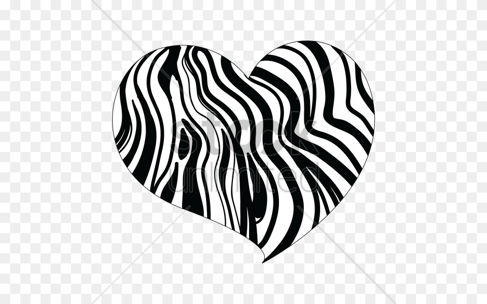 Black And Photographylineclip Artline Zebra Print Clipart, Heart, Animal, Food, Mammal Free Png