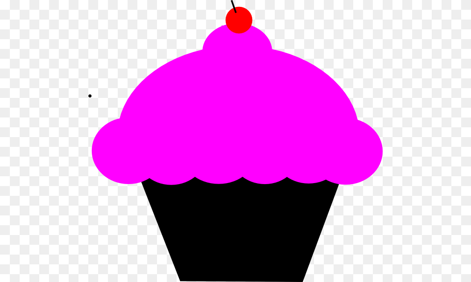 Black And Pink Cupcake With Cherry Clip Art Clip Art, Cake, Cream, Dessert, Food Free Png Download