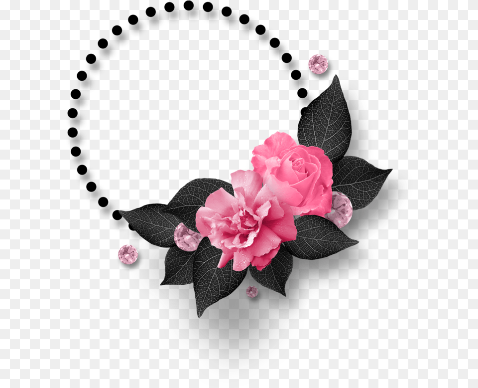 Black And Pink Floral Circle Frame, Accessories, Flower, Plant, Jewelry Png