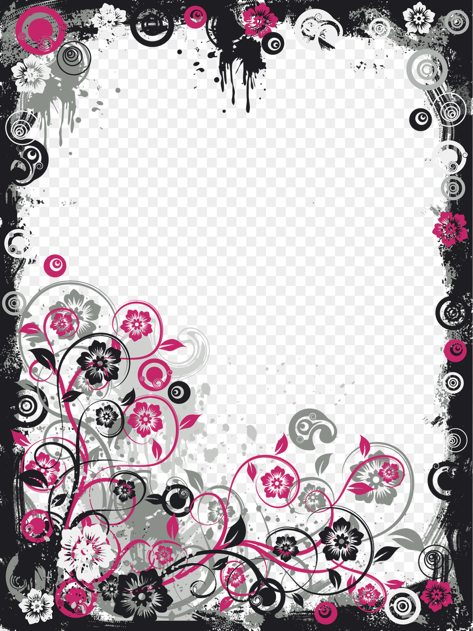 Black And Pink Modern Frame Pink And Black Frames, Art, Floral Design, Graphics, Pattern Free Transparent Png