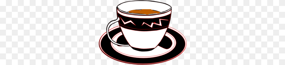 Black And Red Cup With Tea Clip Art, Saucer, Beverage, Coffee, Coffee Cup Free Png