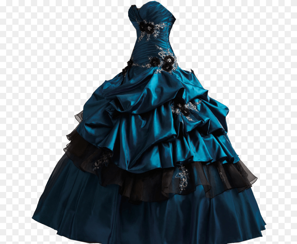 Black And Teal Quinceanera Dresses, Clothing, Dress, Evening Dress, Fashion Png Image