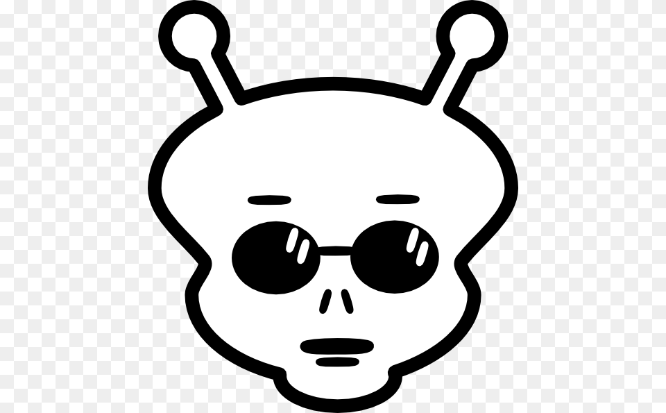 Black And White Alien Clip Art, Stencil, Smoke Pipe, Accessories, Sunglasses Png