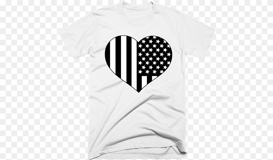 Black And White American Flag Heart Shirt Fill In The Blank T Shirt, Clothing, T-shirt Free Png