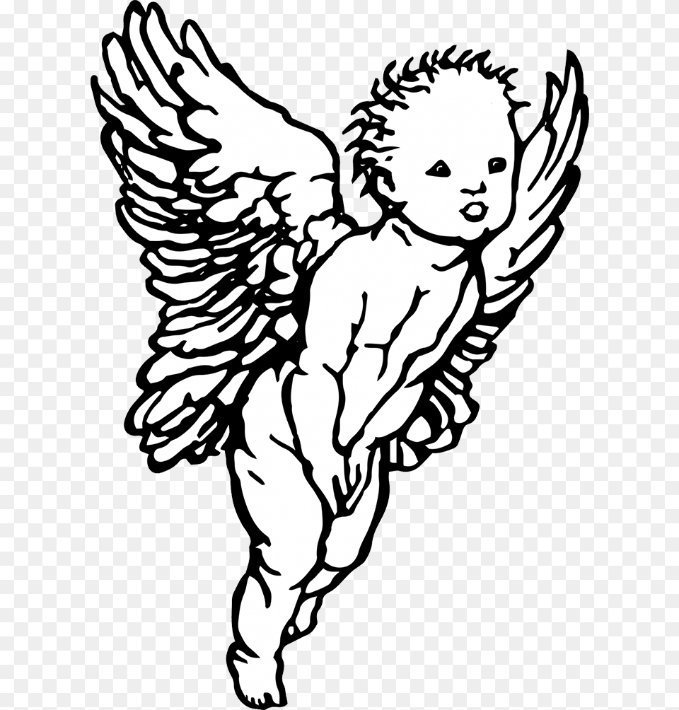 Black And White Angel Drawing At Getdrawings Cherub Drawing, Baby, Cupid, Person, Face Png Image