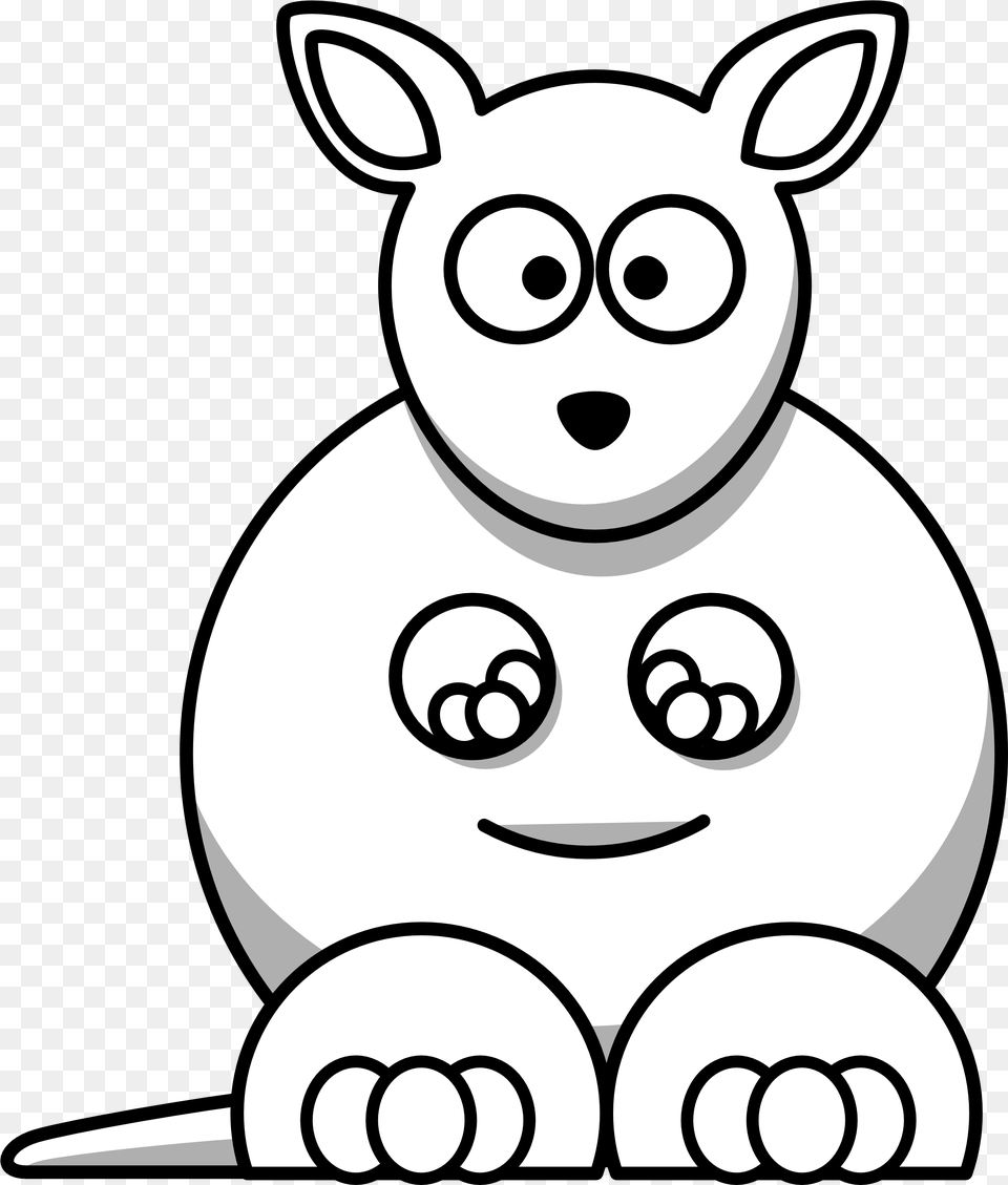 Black And White Animal Clipart Download Clip Art Kangaroo Cartoon For Coloring, Bear, Mammal, Wildlife, Stencil Free Transparent Png