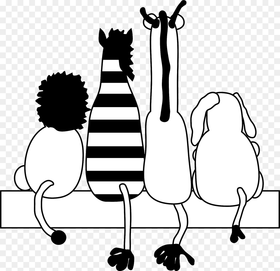 Black And White Animals Lion Zebra Giraffe Elephant Clipart, Stencil, Clothing, Hat, Animal Free Transparent Png