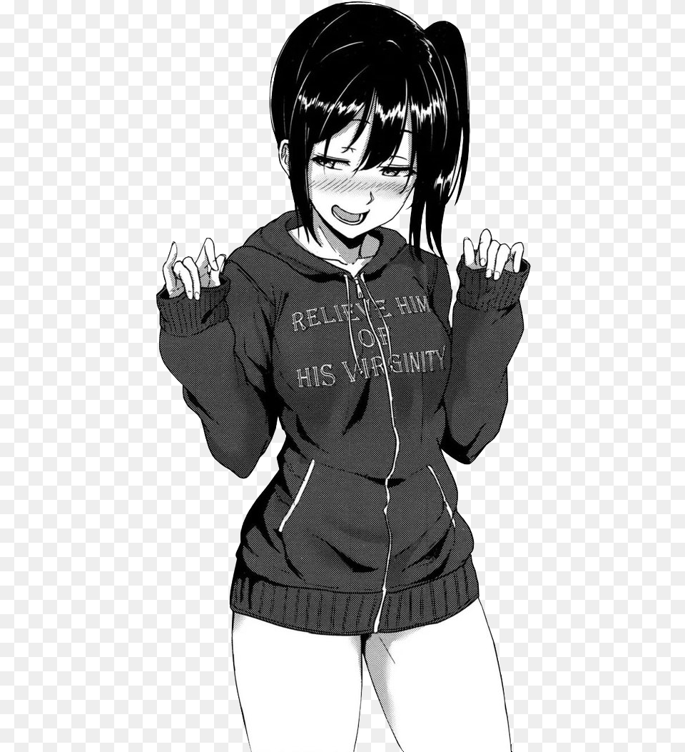 Black And White Anime Girl, Book, Comics, Publication, Person Png Image
