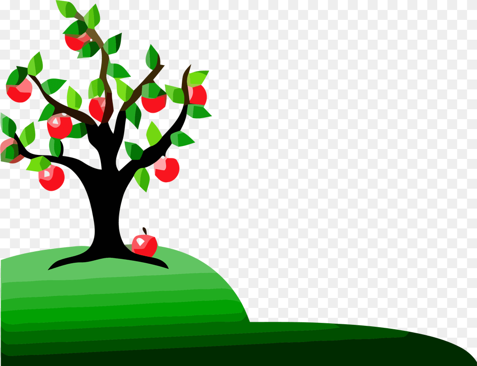 Black And White Apple Tree Clipart Apple Tree On A, Food, Fruit, Plant, Produce Free Png