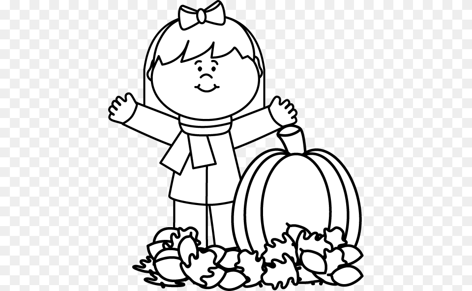 Black And White Autumn Girl Fall Clipart Black And White, Book, Publication, Comics, Food Png Image