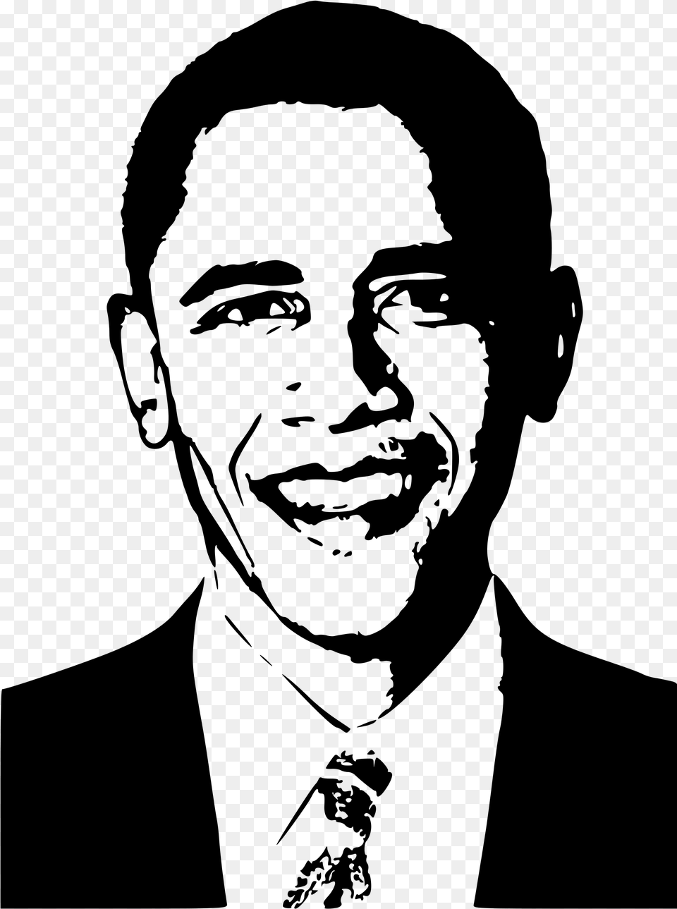 Black And White Black And White Portraits High Contrast Barack Obama Black And White Drawing, Gray Free Transparent Png