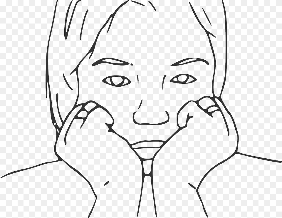 Black And White Bored Face, Art, Person, Drawing, Head Png Image