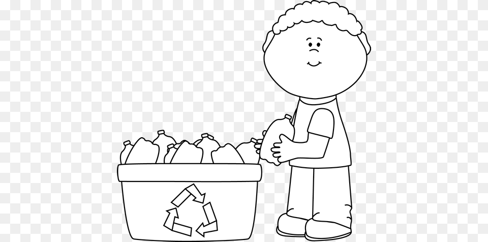 Black And White Boy Recycling Plastic Bottles Black And White Recycling, Person, Washing, Cleaning, Baby Free Png