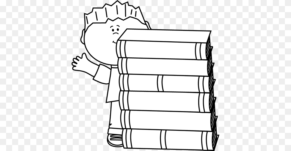 Black And White Boy Waving Behind Books Clip Art Books Black And White Clip Art, Book, Publication, Person, Reading Free Transparent Png