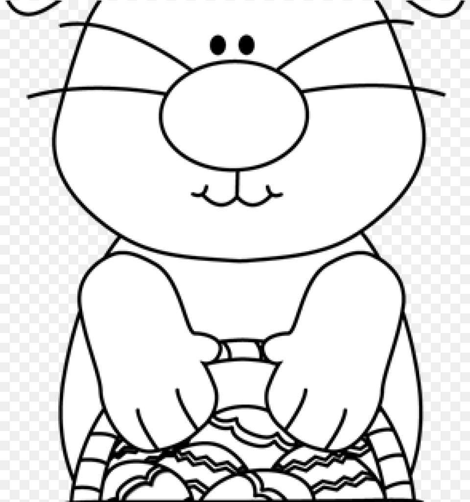 Black And White Bunny Camping Hatenylo Com Black And White Clip Art Bunny Face, Baby, Person, Cartoon Free Png Download