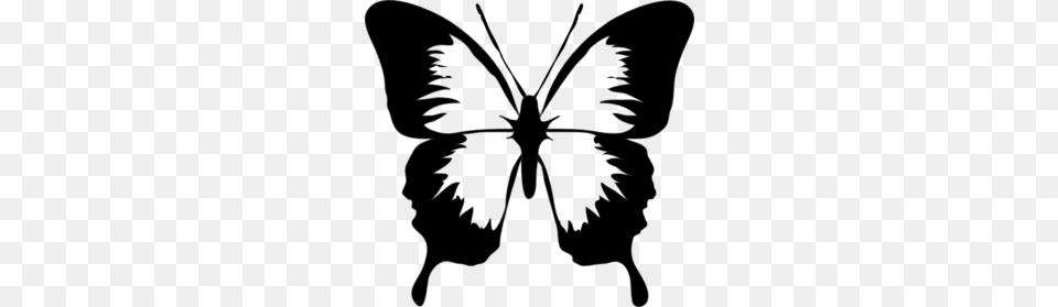 Black And White Butterfly Clip Art, Stencil, Silhouette, Person, Flower Free Png