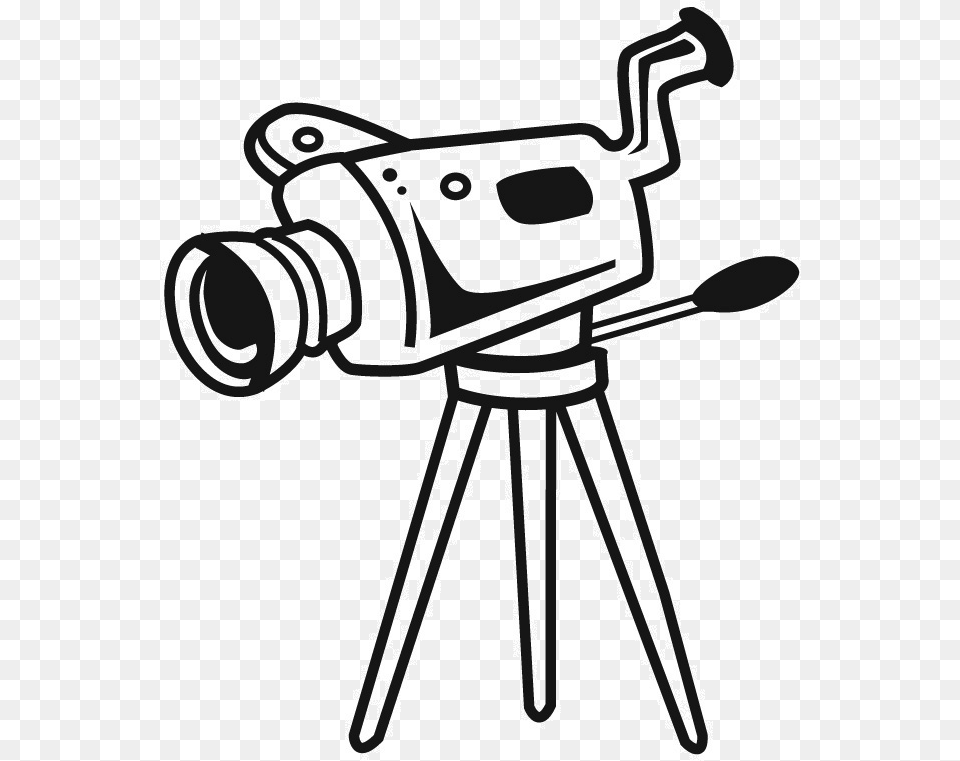 Black And White Camera Drawing Clip Art Library Transparent Video Camera Drawing, Tripod, Electronics, Video Camera Png