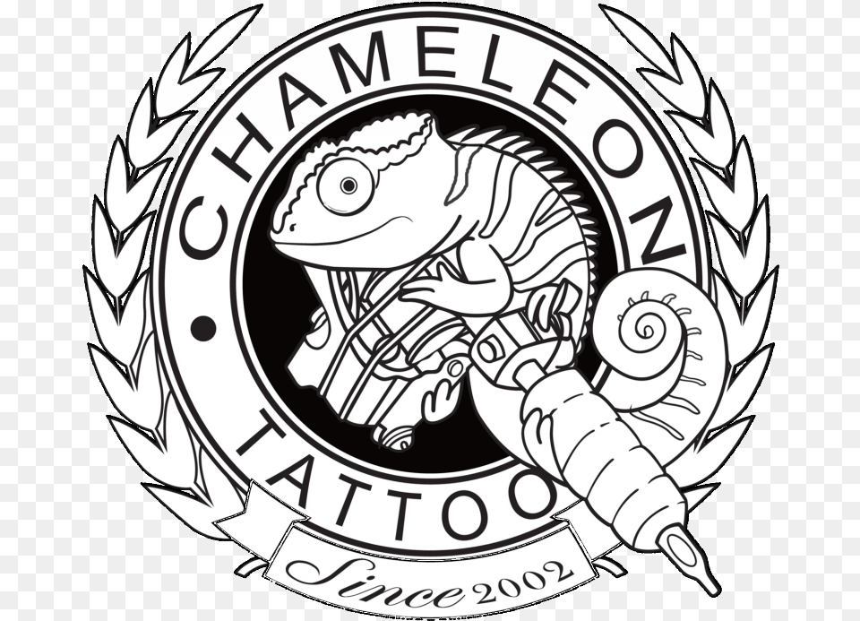 Black And White Chameleon With Tattoo Machine In Quoted Gray Machine Tattoo Design, Iguana, Animal, Reptile, Lizard Free Png Download