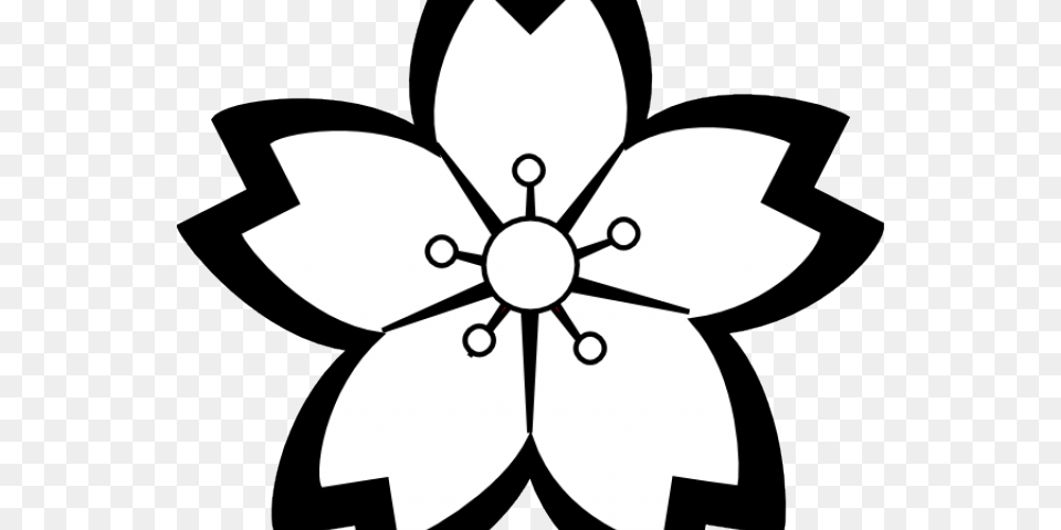 Black And White Cherry Blossom, Stencil, Symbol, Person Free Png Download