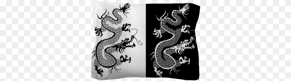 Black And White Chinese Dragon Vector Chinese Dragon Black And White, Cushion, Home Decor, Pattern, Pillow Free Transparent Png