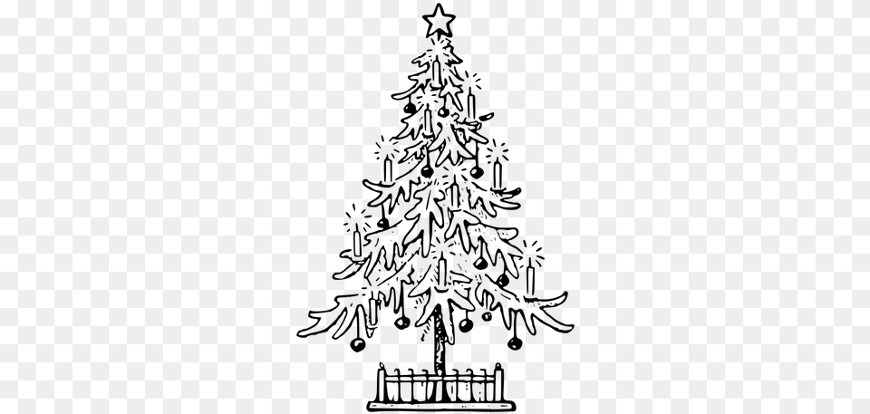 Black And White Christmas Tree Christmas Tree Drawing, Gray Free Png Download