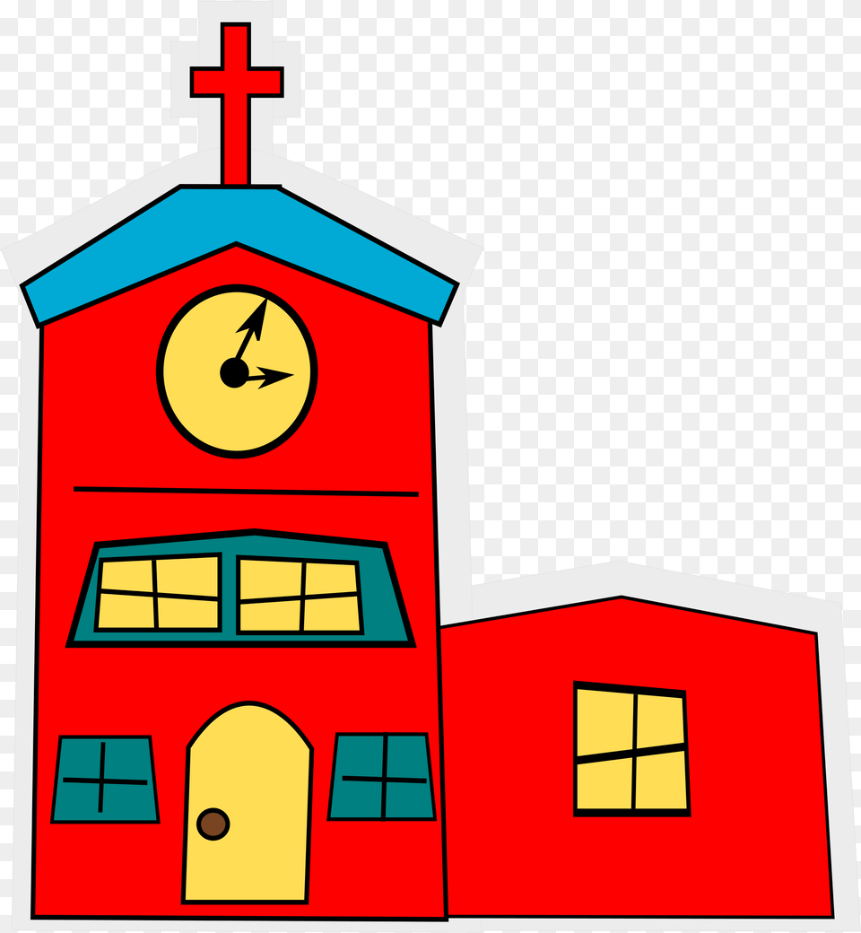 Black And White Church Cartoon Images, Architecture, Building, Clock Tower, Tower Png Image