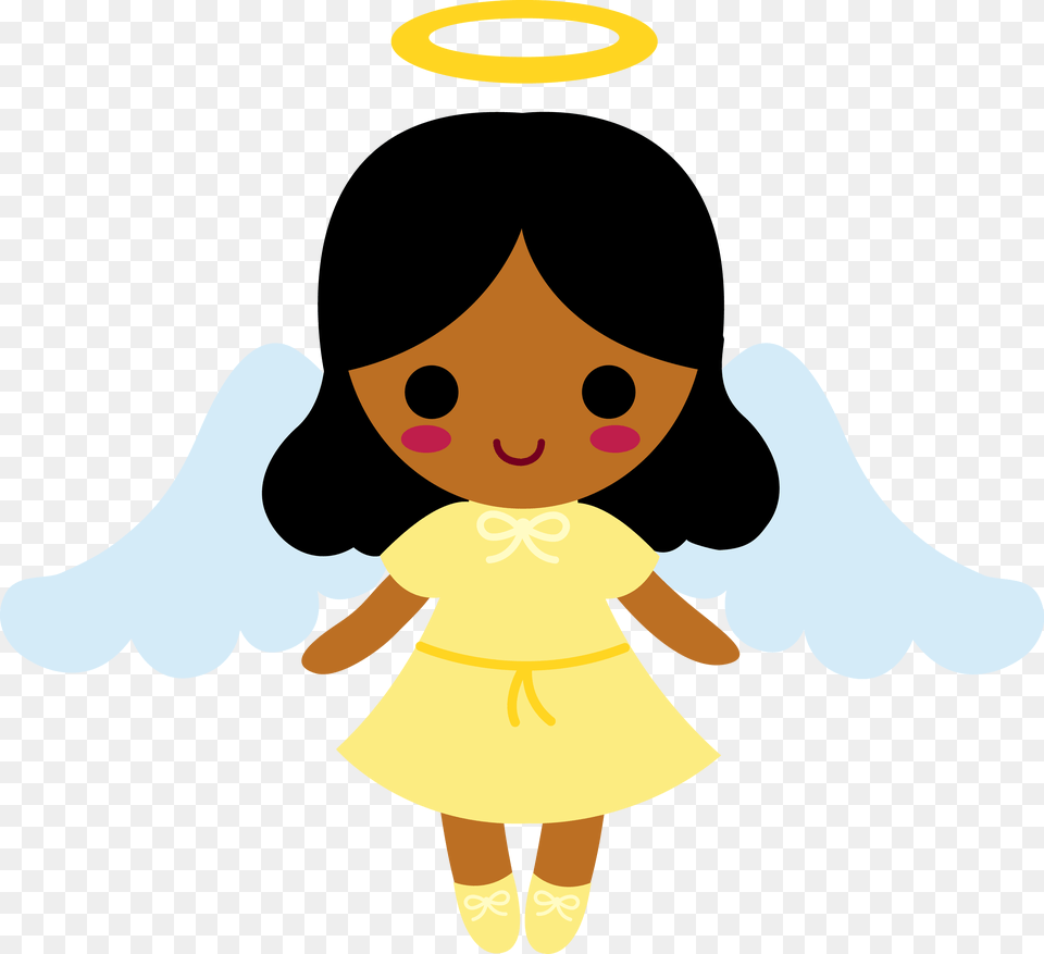 Black And White Clip Art Baby Angel Wings, Person, Face, Head, Toy Png Image
