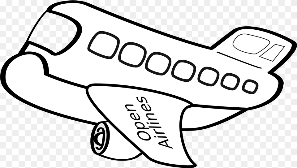 Black And White Clipart Aereo Stock Aereo Passeggeri Airplane Clip Art Black And White, Aircraft, Transportation, Vehicle Png