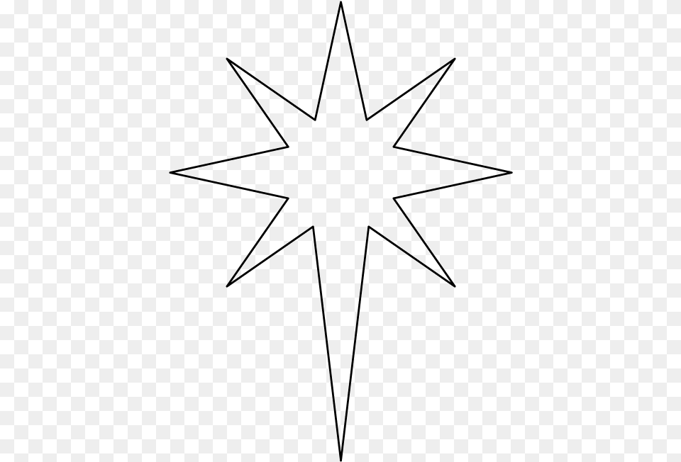 Black And White Clipart Of Nativity Star Picture Stock Line Art, Star Symbol, Symbol, Cross Free Png Download