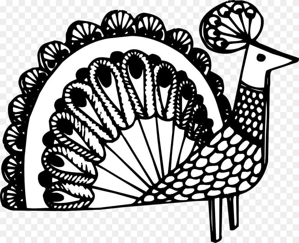 Black And White Clipart Of Peacock, Art, Doodle, Drawing, Machine Free Png
