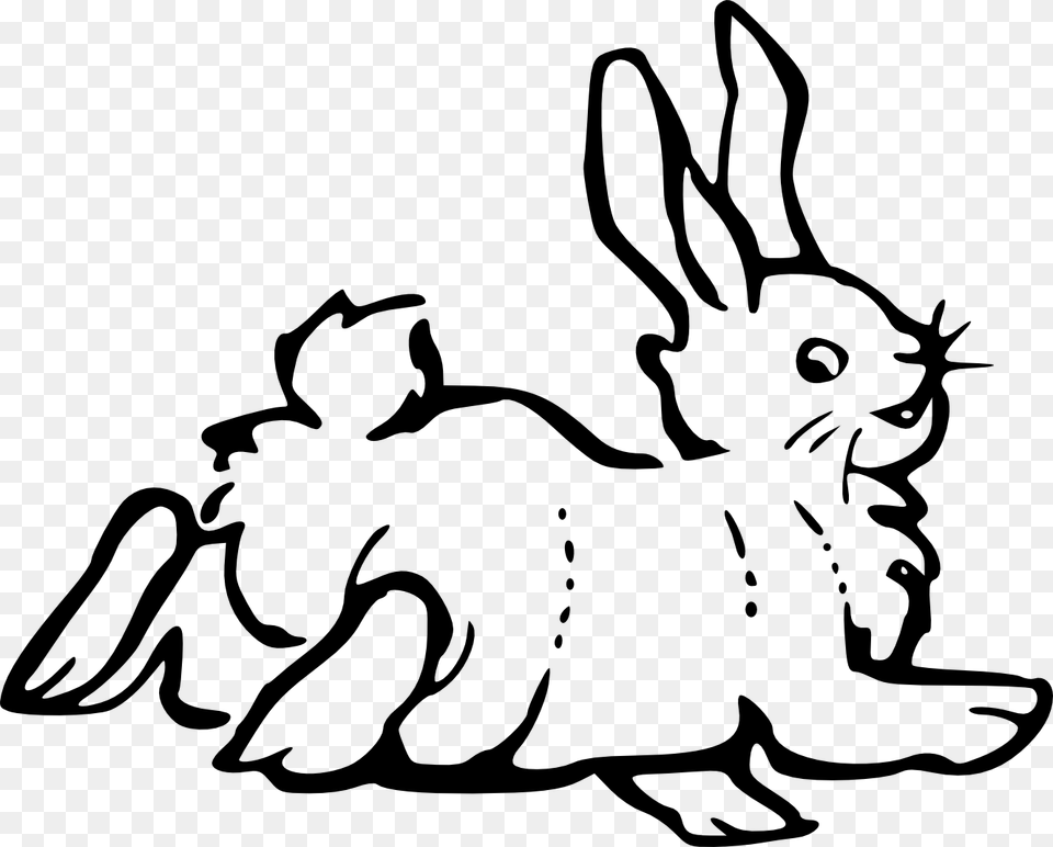 Black And White Clipart Of Rabbit, Stencil, Animal, Hare, Mammal Png