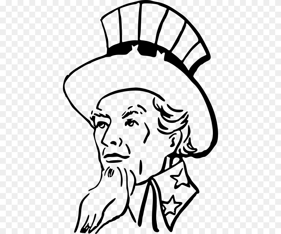 Black And White Clipart Of Uncle Sam, Gray Free Png Download