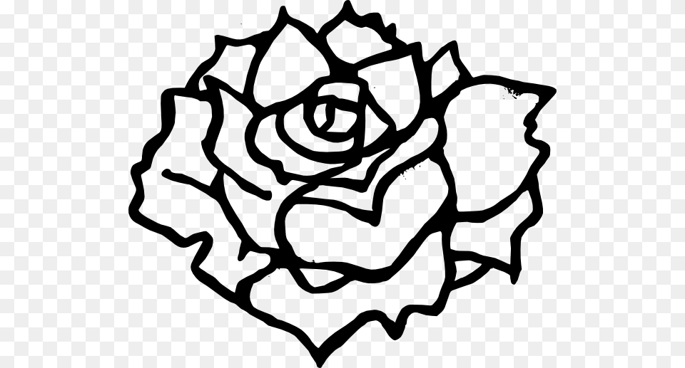 Black And White Clipart Rose, Flower, Plant, Stencil Free Transparent Png