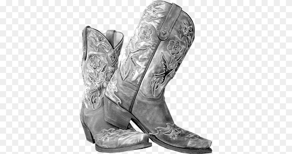 Black And White Cowgirl Boots Photography, Boot, Clothing, Footwear, Cowboy Boot Png Image