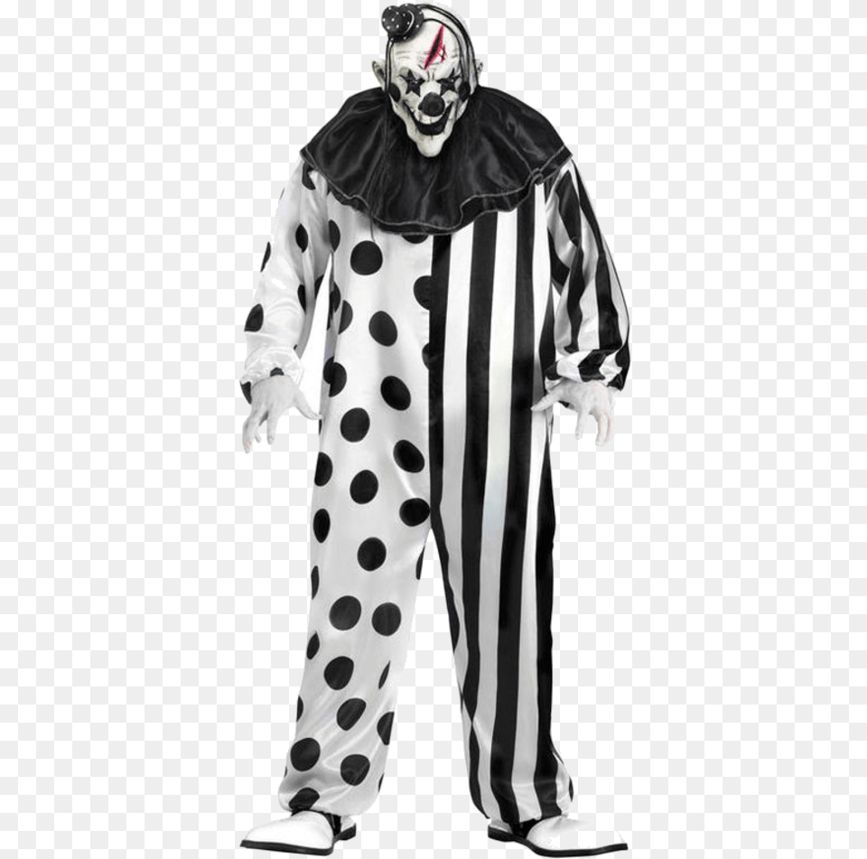 Black And White Creepy Clown Backgrounds Killer Scary Halloween Costumes Clowns, Adult, Male, Man, Person Free Png