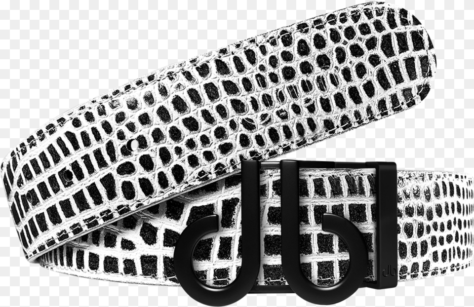 Black And White Crocodile Textured Leather Belt With, Accessories, Jewelry Free Png Download