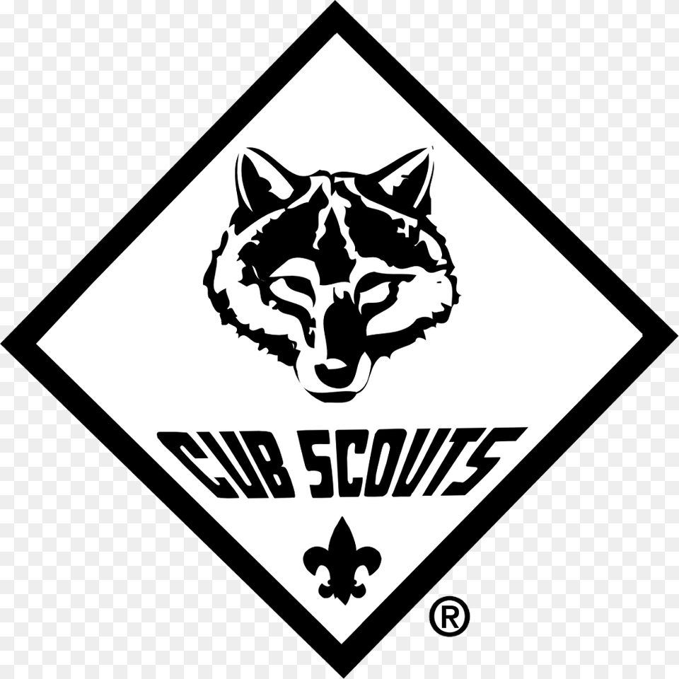 Black And White Cub Scout Logo, Stencil, Sticker, Symbol, Pet Png Image