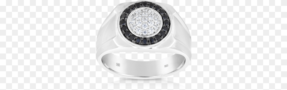 Black And White Cubic Zironcia Ring Set In Sterling Silver, Accessories, Diamond, Gemstone, Jewelry Png Image