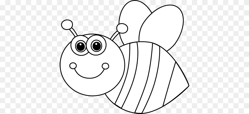 Black And White Cute Cartoon Bee Clip Art Cute Bee Clipart Black And White, Animal, Ammunition, Grenade, Weapon Free Png Download