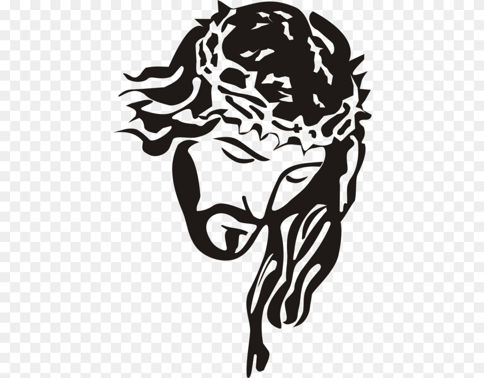 Black And White Depiction Of Jesus Christian Art Drawing Child, Baby, Person, Face, Head Png Image
