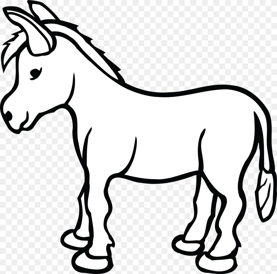 Black And White Donkey Clip Art, Stencil, Animal, Mammal, Horse Free Png Download