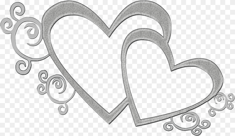 Black And White Double Heart Clipart Jpg Freeuse Double 25th Wedding Anniversary Clipart, Accessories, Jewelry, Necklace, Stencil Png
