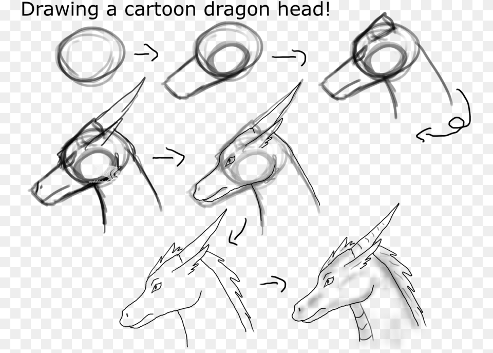 Black And White Download A Cartoon Dragon Head Draw Dragons Head Step By Step, Silhouette, Clothing, Footwear, Nature Png