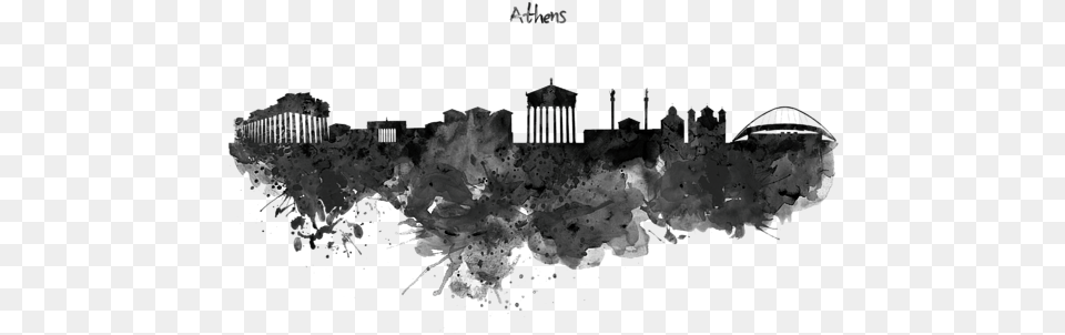 Black And White Download Acropolis Drawing Black Athens Skyline, Smoke, Outdoors, Chandelier, Lamp Free Transparent Png