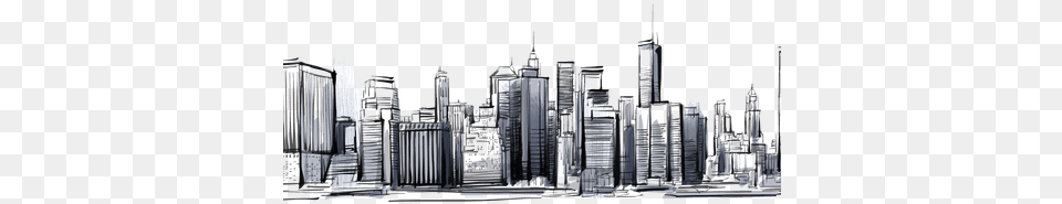 Black And White Download City Drawing City City Skyline Drawing, Architecture, Building, High Rise, Metropolis Png